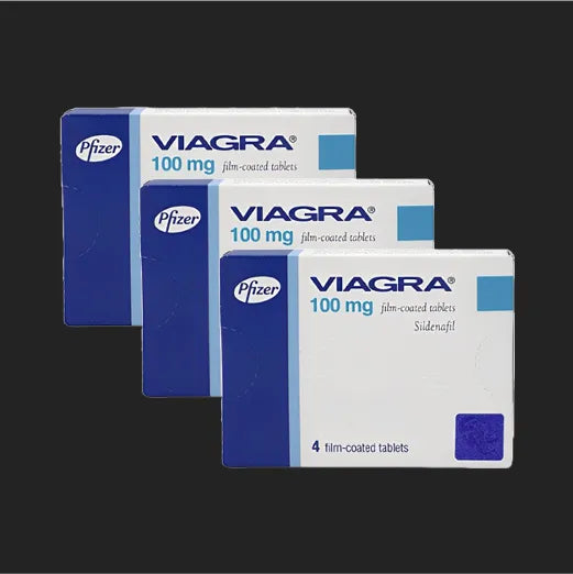 Multiple boxes of Viagra 100 mg by Pfizer on a black background